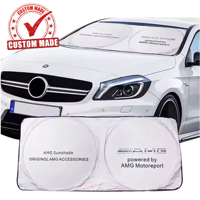 Custom Design Foldable Tyvek Car Front Sunshade Personalized White Dupont Tyvek Portable Front Windshield Cover For Car