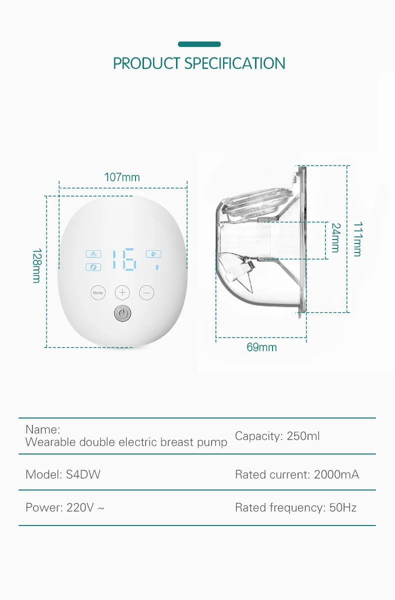 Double Breastpump Wearable Quiet Breast Pumps Automatic Hands-Free Breast Feeding Pumps Painless Strong Suction Breast