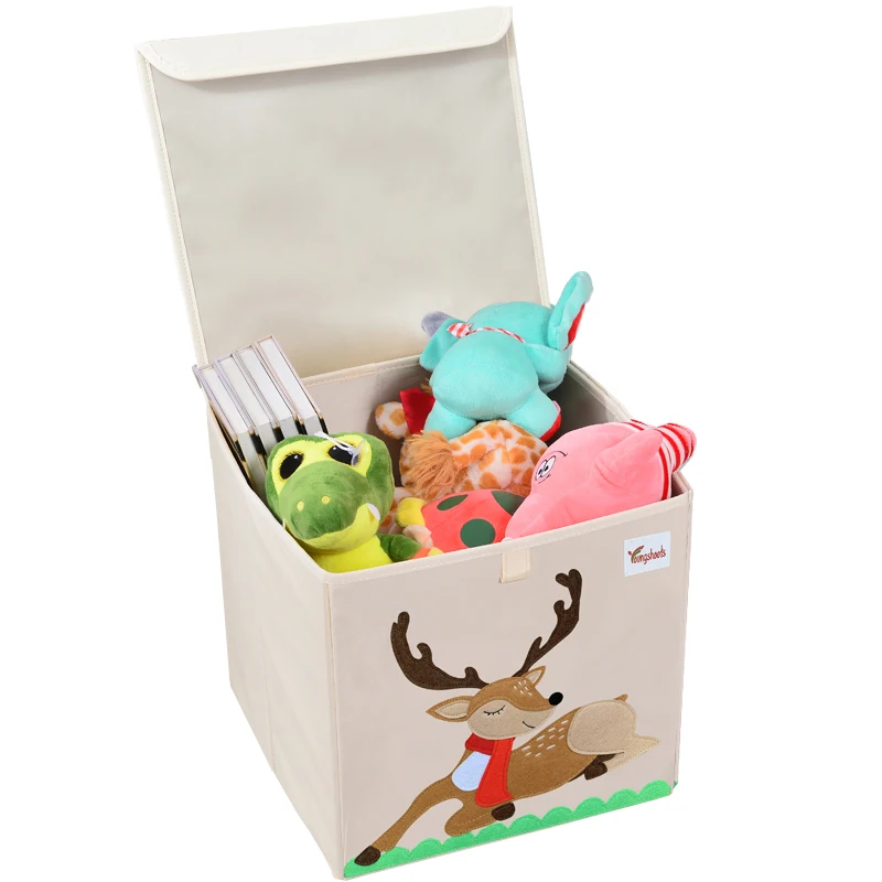 Multifunctional Custom Environmentally Friendly Material Fabric Foldable Storage Box With lid For Children