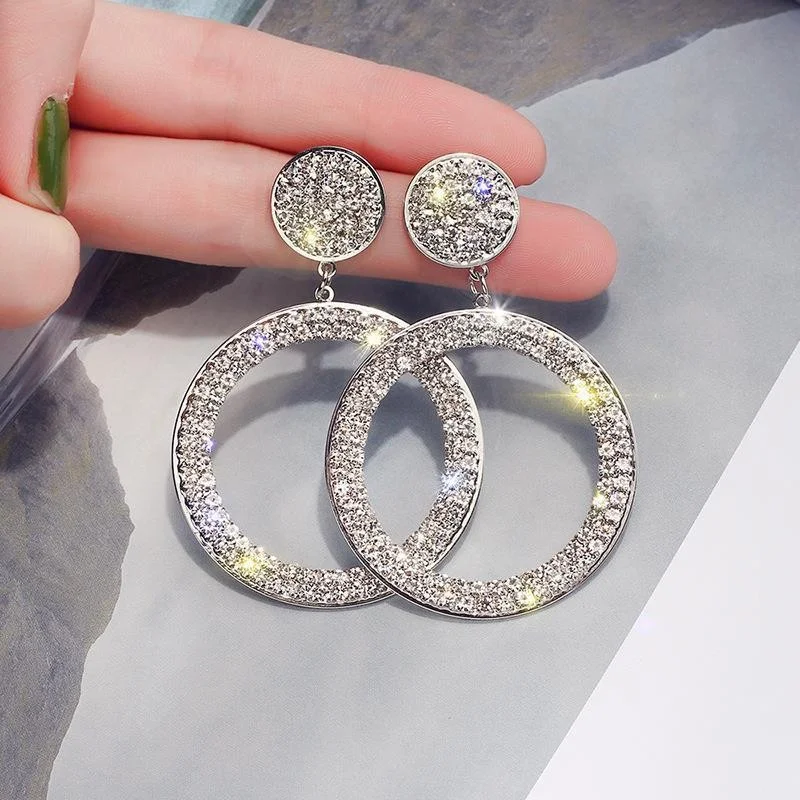 Fashion Geometric Statement Rhinestone Gold Hoop Earrings Alloy Stud Earrings Braid Hoop Drop Dangle Earrings For Women Girls