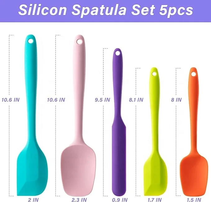 High Heat Resistant Silicone Spatula Set Food Grade Rubber Spatulas for Baking Cooking