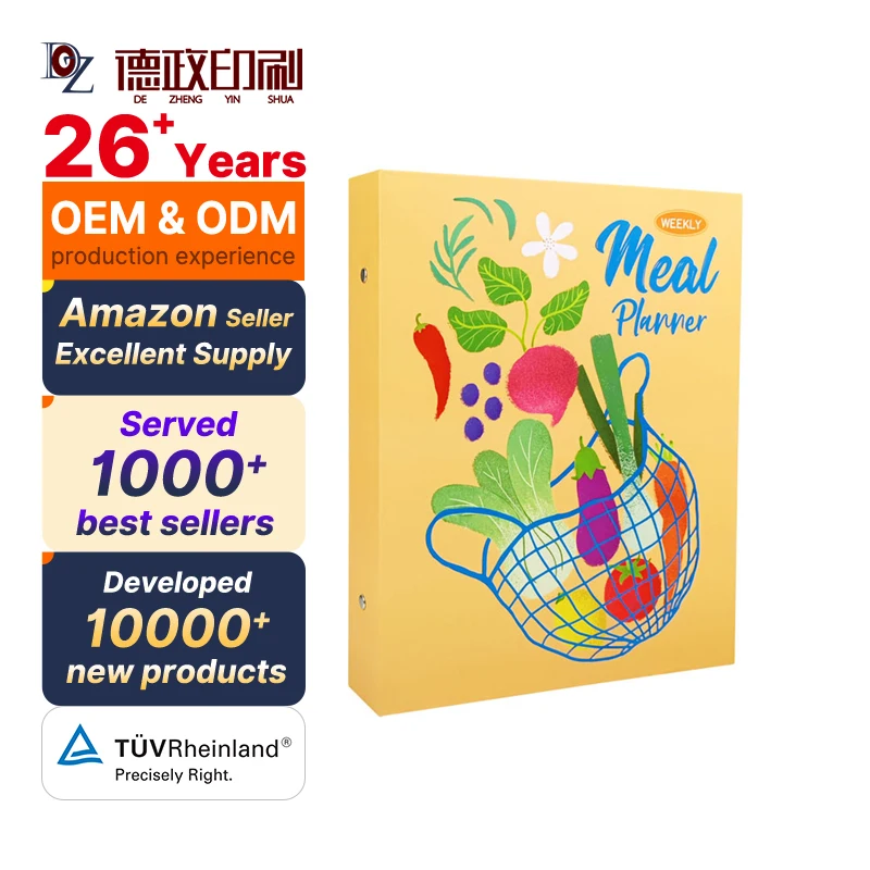 New Arrival Yellow Vegetable Design Notebook Cook book Family Organizer 6 Ring Binder Journal Daily Weekly Recipe planner