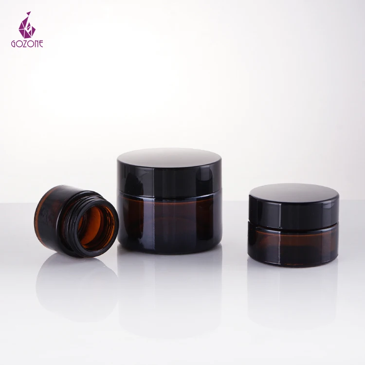 Luxury 15Ml 30G 50G 100G Empty Glass Face Lotion Containers Matte Frosted Amber Black Glass Cream Jar With Screw Lids