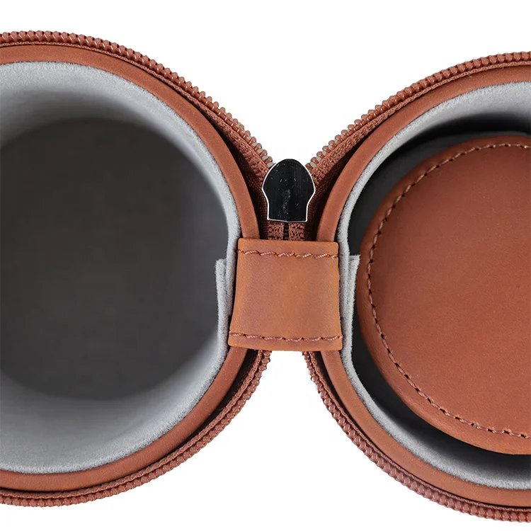 ISO9001 OEM custom luxury leather travel watch case with sponge watch packing box factory zipper leather rolling watch case