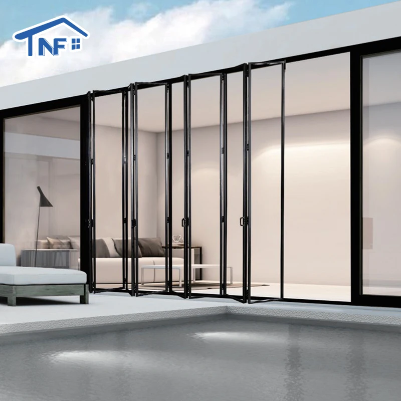 NF Usa commercial residential lowes glass outdoor transparent long aluminum bi folding accordion bifold door