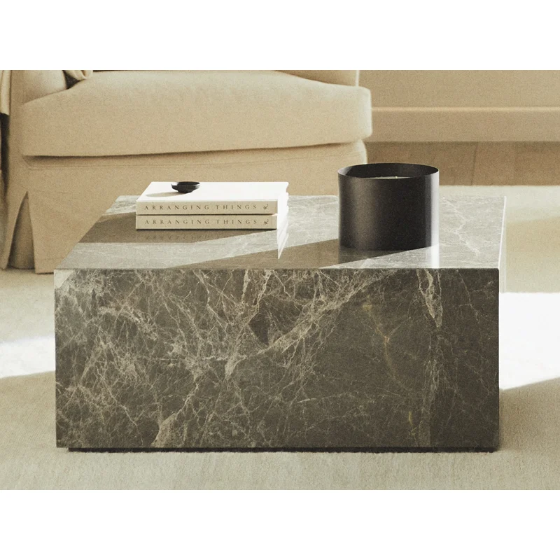 Современная мебель для гостиной прямоугольный центральный журнальный столик из натурального мрамора с колесами