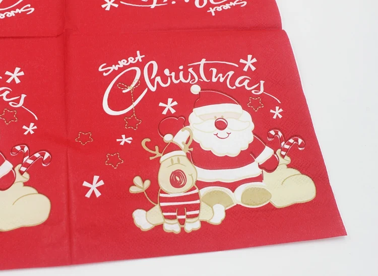 Food-grade Print Christmas Santa Paper Napkins Tissue Napkin Servilleta For Christmas Party Decoration 33*33cm Or Customized