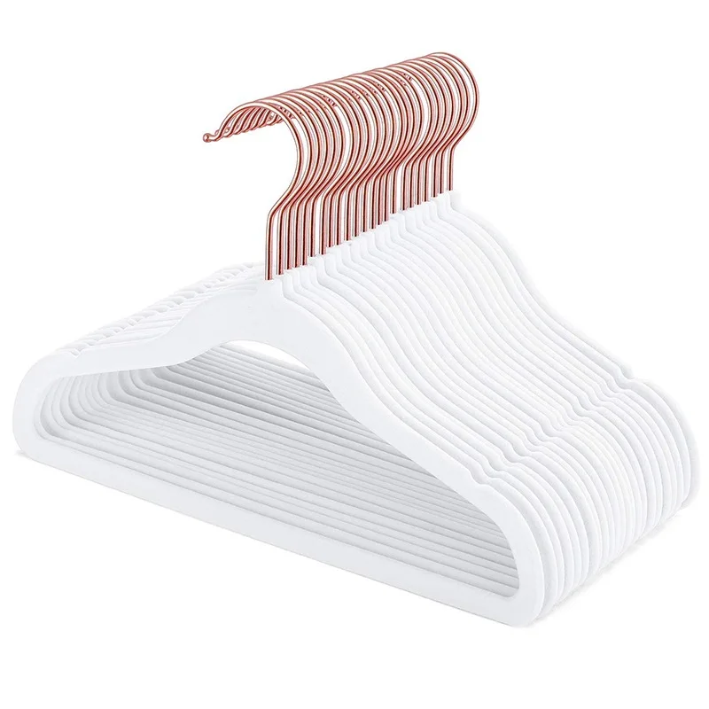 Velvet Non-Slip Suit Ivory Rose Gold Pack of 20 Clothes Hanger Stand