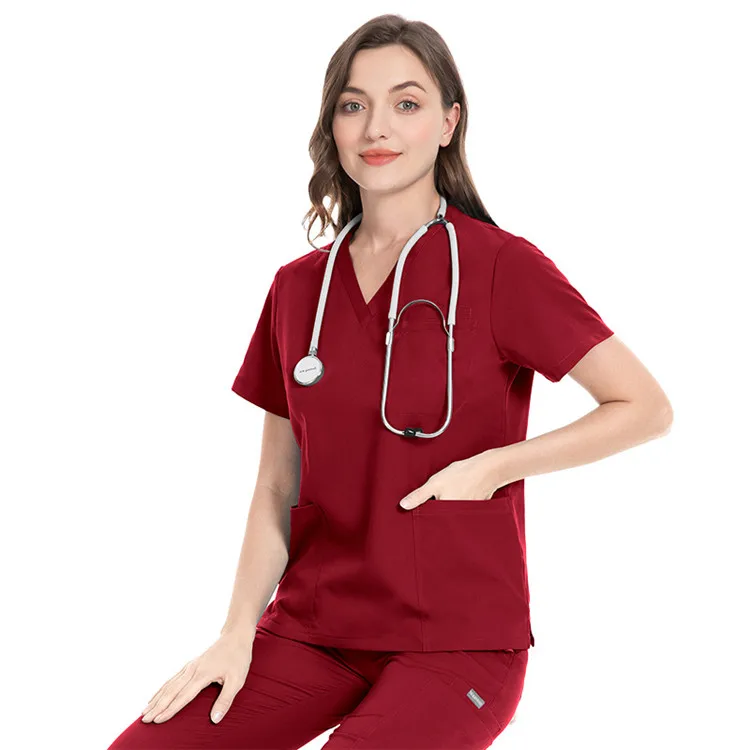 stretch unisex oem logo custom top jogger pant nurse doctor beauty hospital surgical medical workwear uniform scrub scrubs set