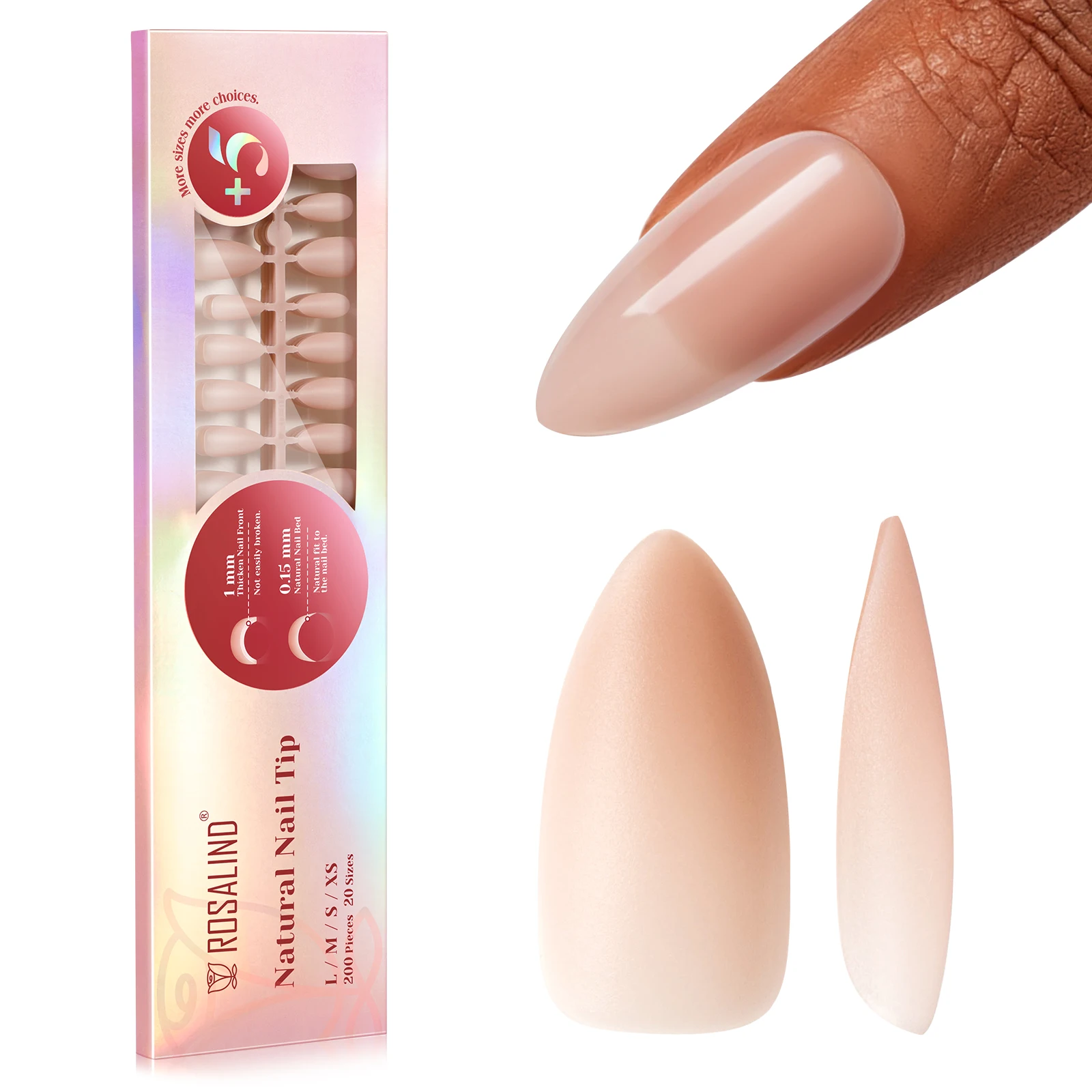 ROSALIND Hot Selling 200pcs Full Cover XS/S/M/L French natural press on nail 8 different type 3 in 1 soft nail tip for nail art