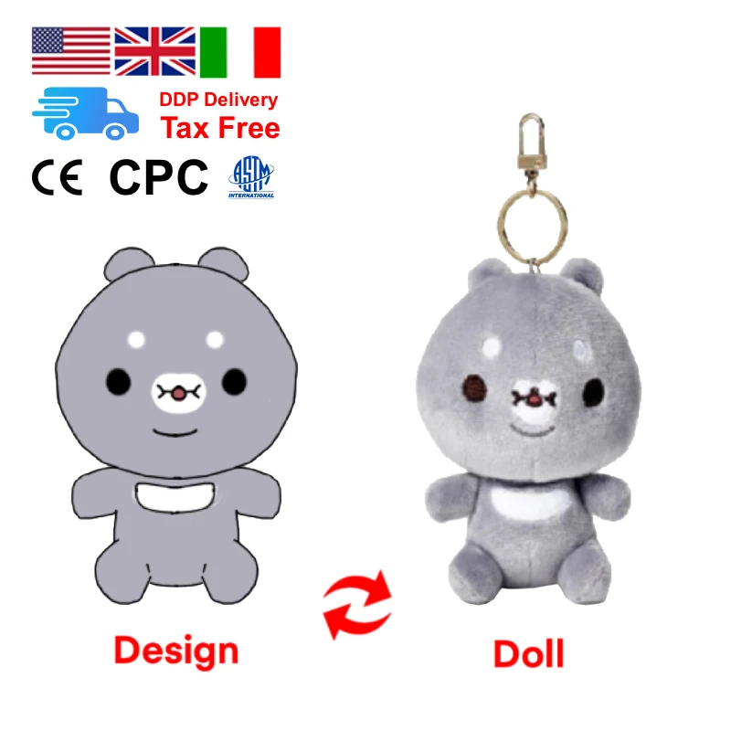 Factory Custom Make kawaii baby bear plushies mini plush keychain  Animal toy Custom Plush Keychain