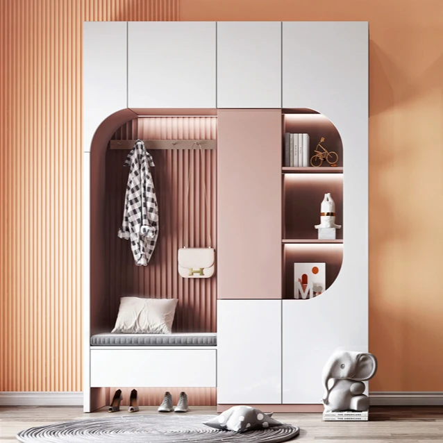 Entrance luxury door shoe cabinets with sliding door glass cabinet shoe