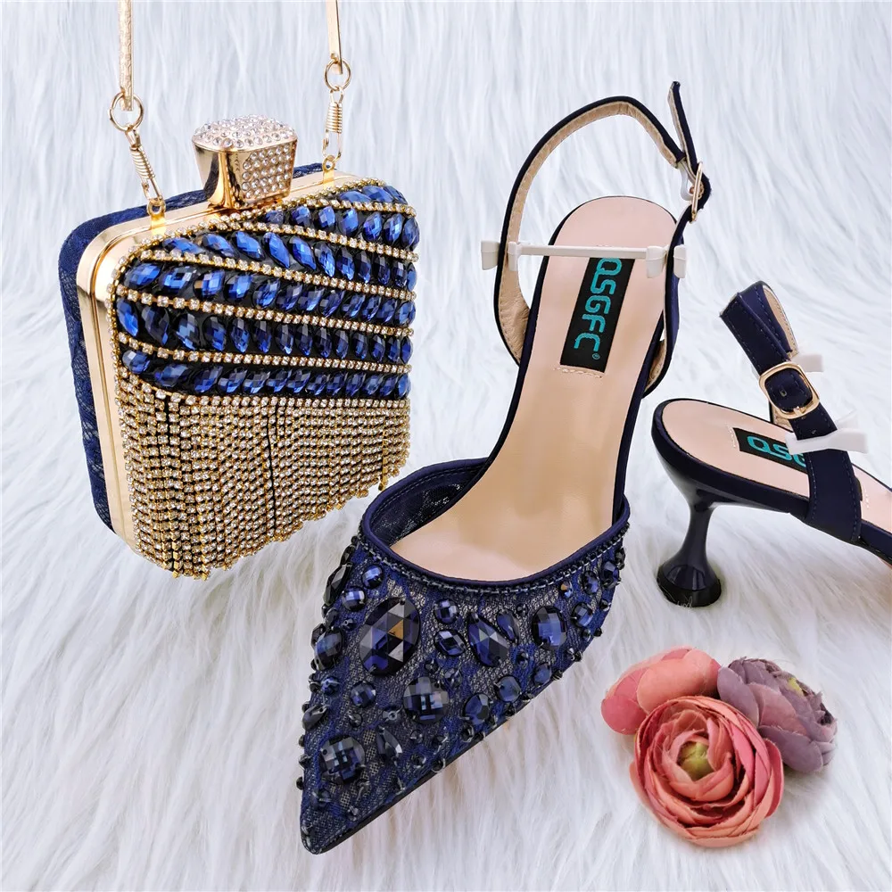luxury wedding matching women fashion designer shoes and hand bags sets italian matching pouch african