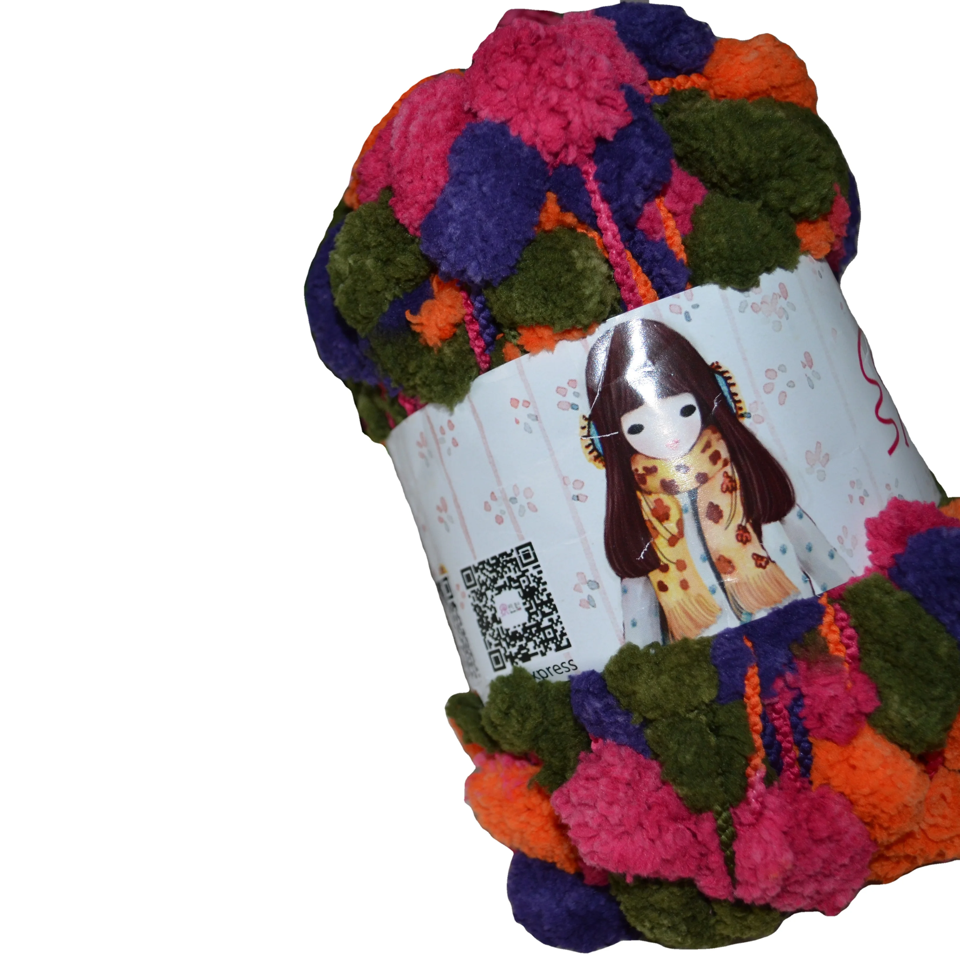 polyester big pompon yarn for hand knitting