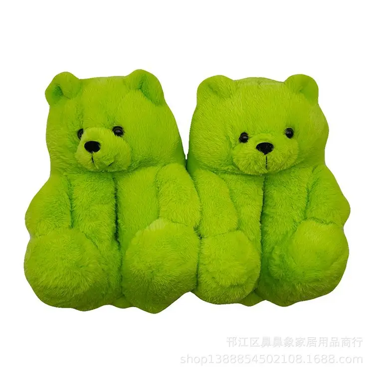 Последняя версия, популярные детские пушистые тапочки amazon 2021, плюшевые тапочки в виде медведя Тедди, новейший цвет