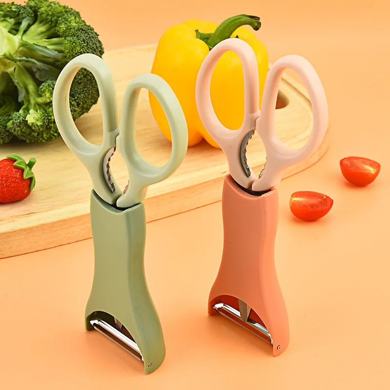 Wholesale Price Kitchen Scissors Stainless Steel Multifunctional 2 In1 Food with Peeler