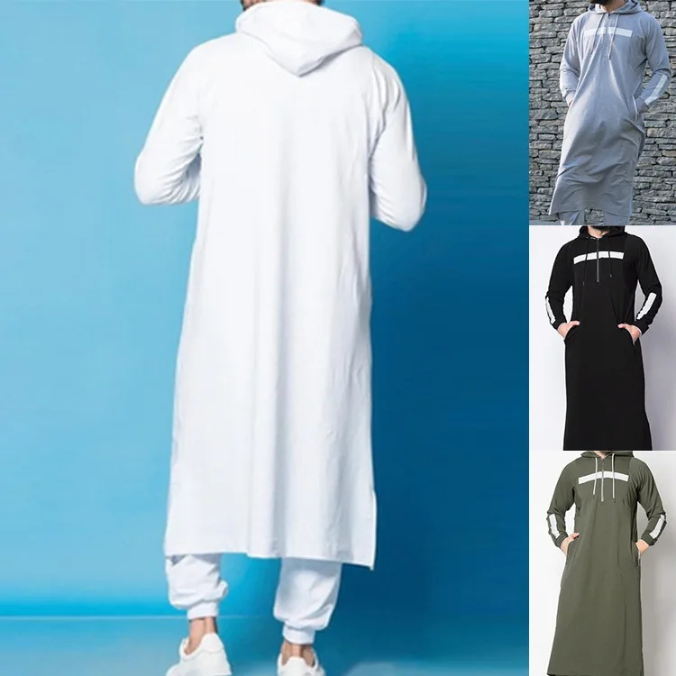Hot sale thobe muslim with zipper and size pocket men thobe islamic