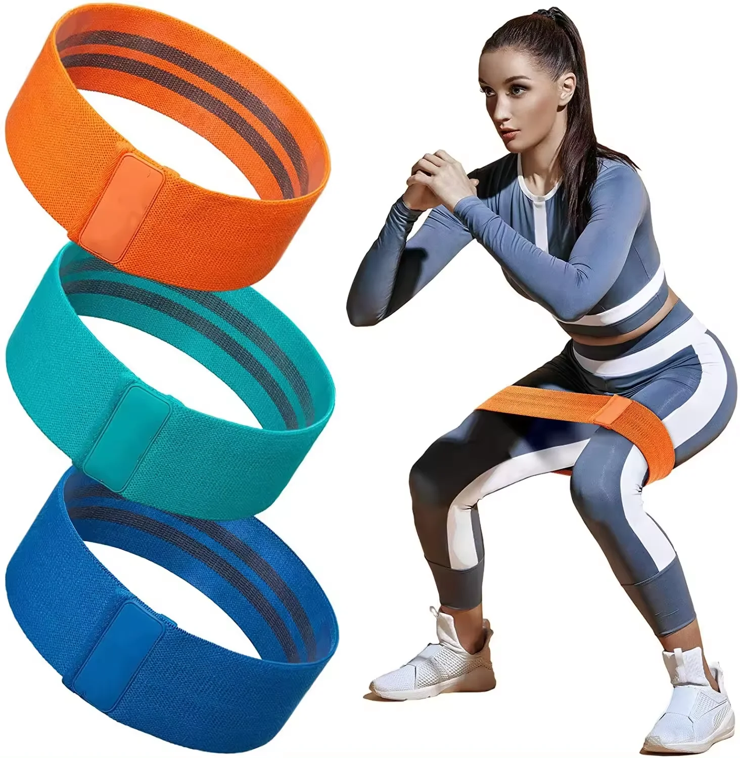 Hot-selling  Exercise Bands  Custom Printed Adjustable Nude Booty Bands Non slip Fabric Resistance Band for Body Building