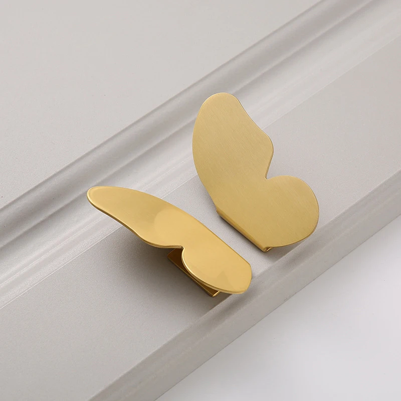 New design handmade furniture solid brass small butterfly fancy wood cabinet handles drawer metal pulls
