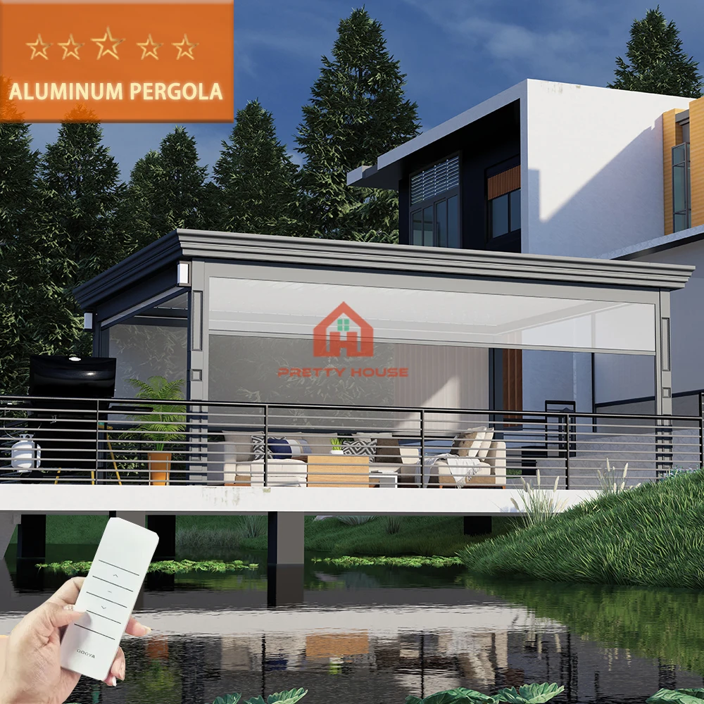 Modern retractable aluminium wedding pergola outdoor