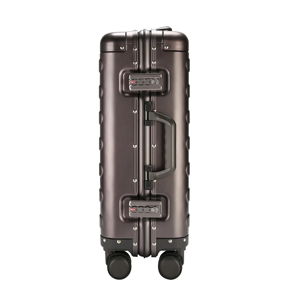 vintage grey aluminum frame suitcase 360 Degree Universal Wheels Firm Hard shell travel carry-on cabin trunk luggage sets