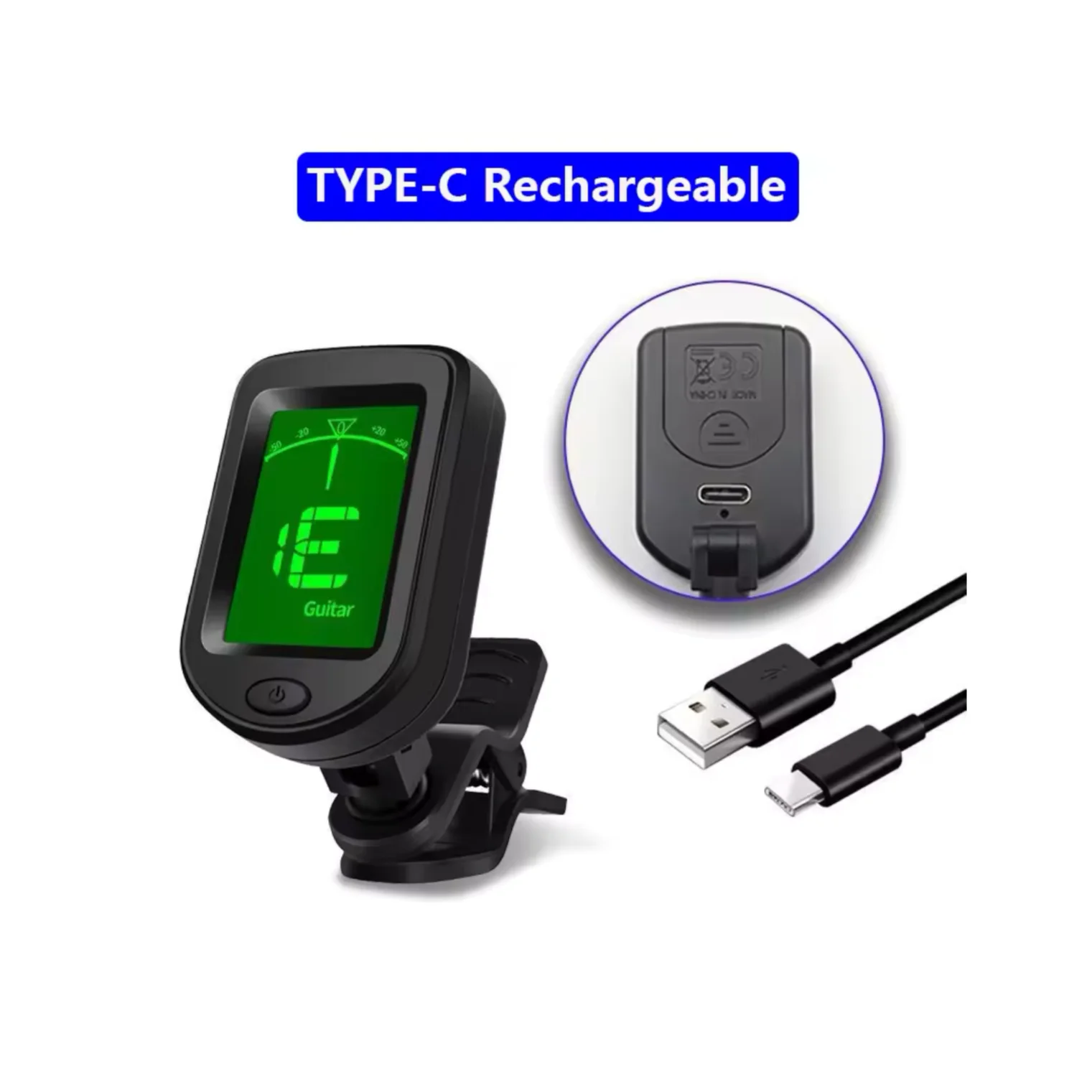 Wholesale lcd tuner digital clip on/clip-on guitar tuner electric with charging for stringed instruments part guitar accessories