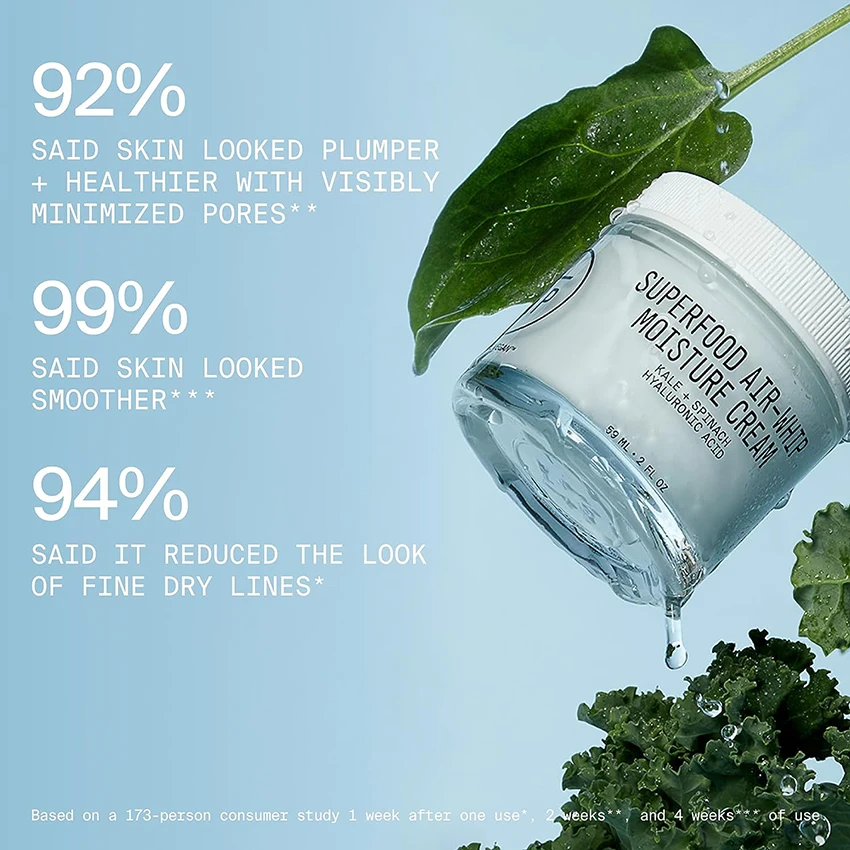 Private Label Superfood Air-Whip Moisture Cream Green Tea Hyaluronic Acid Moisturizer Anti Aging Face Cream