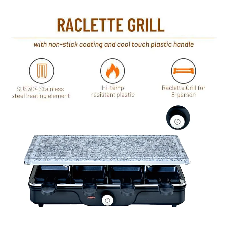 Table Electric Grill Korean BBQ-Melt Cheese Cook Meat for Party and Family W  Stone Plate
