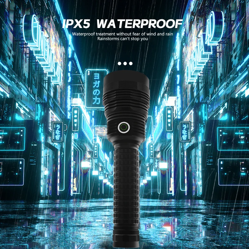 6000 lumens rechargeable COB LED super bright white laser wick 2*26650 lithium battery aluminum alloy strong light flashlight