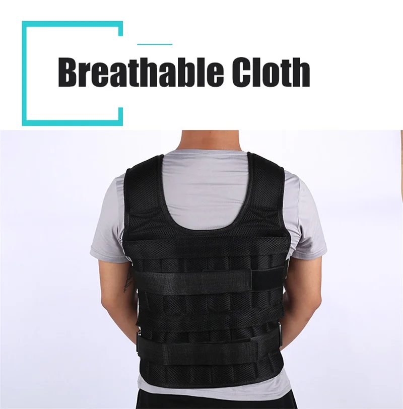 35KG Loading Weight Vest For Boxing Weight Training Workout Fitness Gym Equipment Adjustable Waistcoat Jacket Sand Clothing