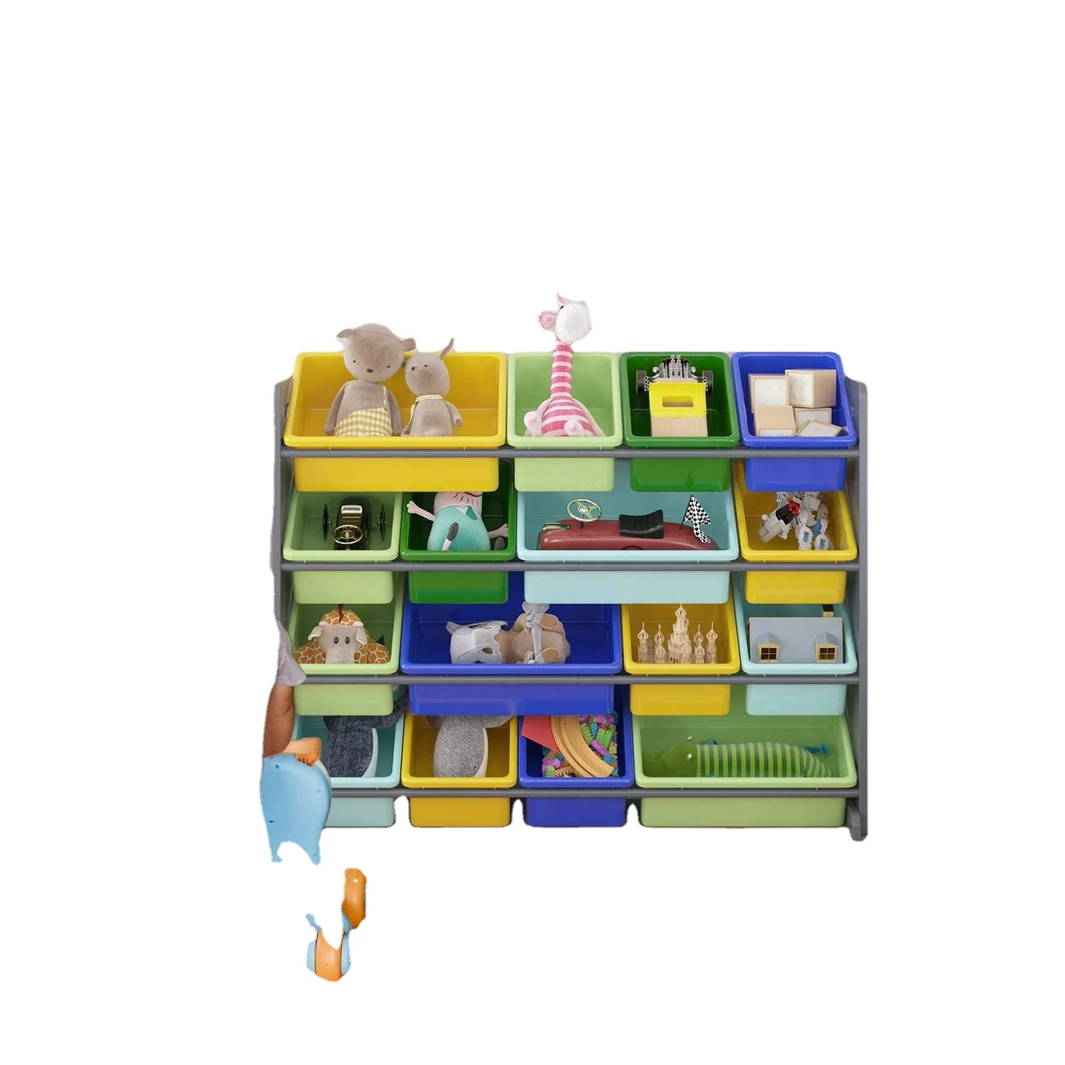 Органайзер Combohome для хранения игрушек в детской спальне 16 пластиковых ящиков разных