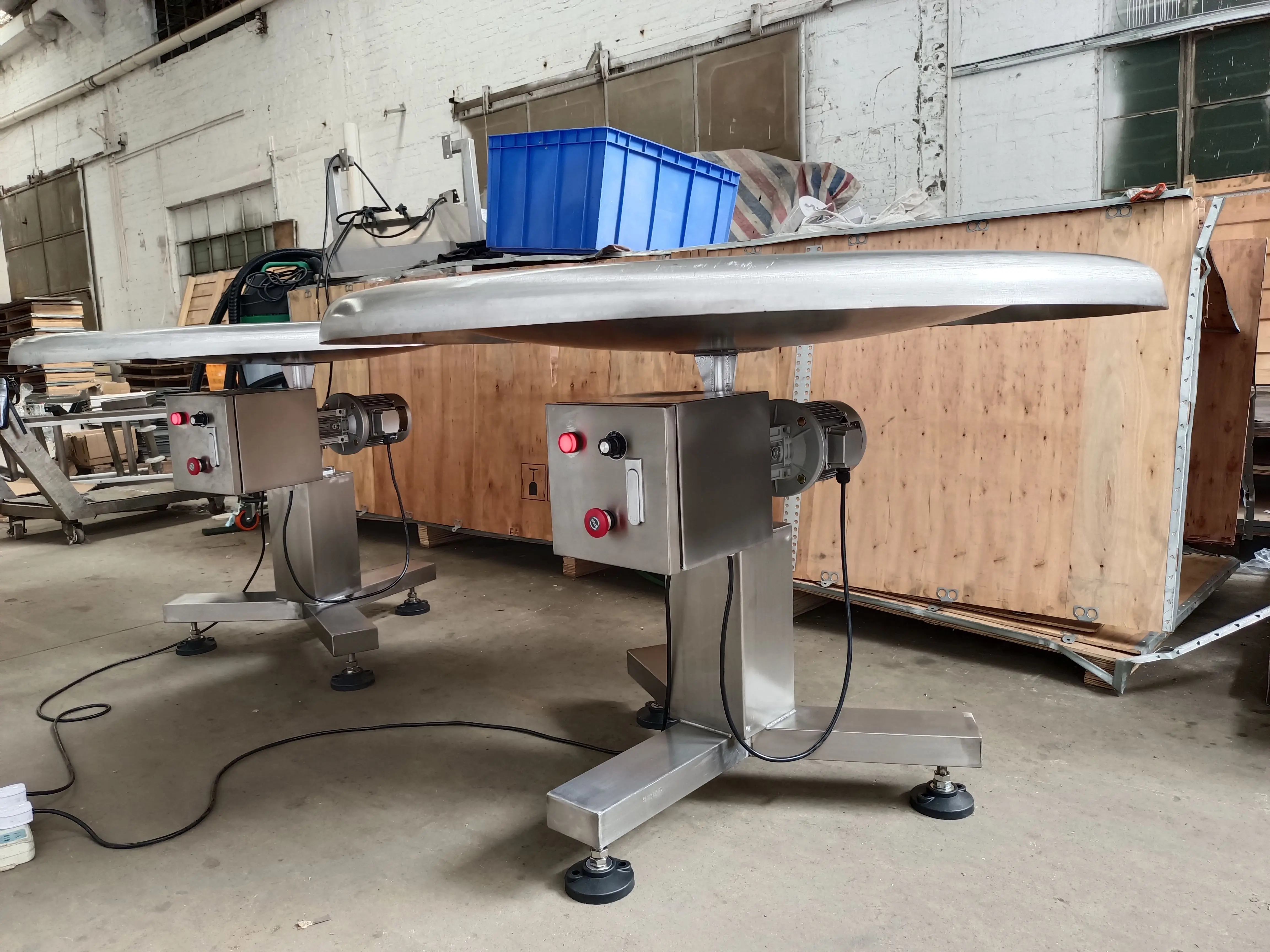 1.2m/1.5m/2m diameter Stainless Steel Motorized industrial Rotating accumulation Round Packing Table