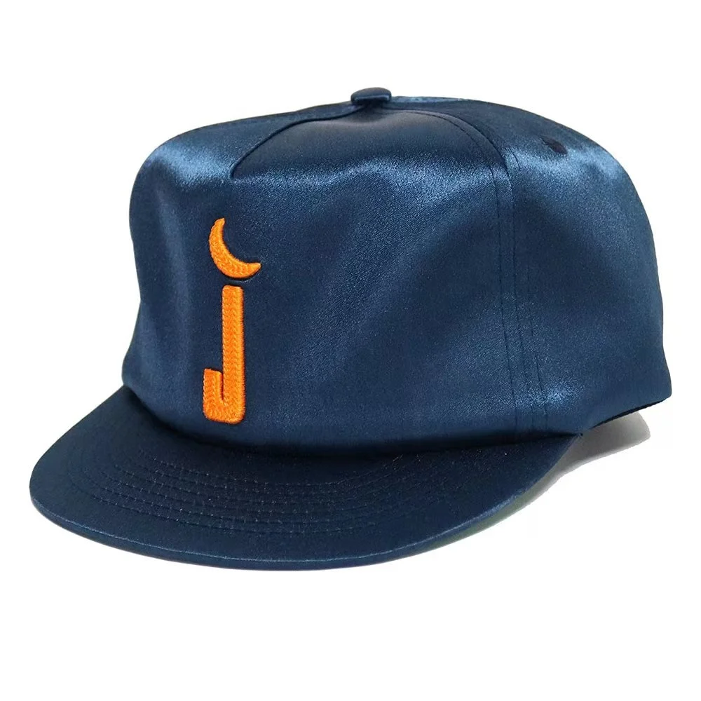 OEM Your brand logo hat Custom High quality Satin flat brim Dad Hat adjustable metal tail buckle
