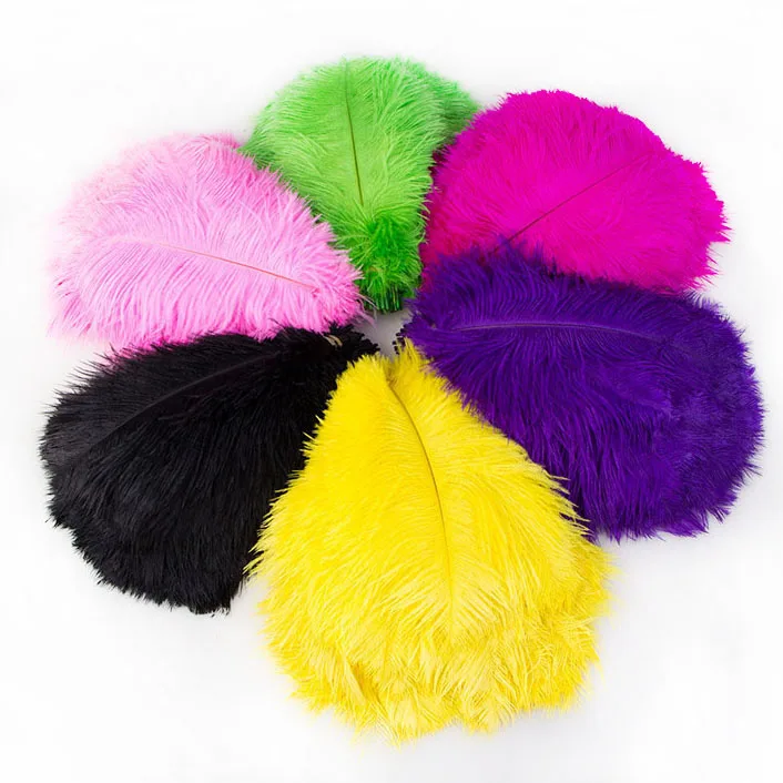 Artificial bulk White and dyed colors 15-20cm Ostrich feathers for cheap sale