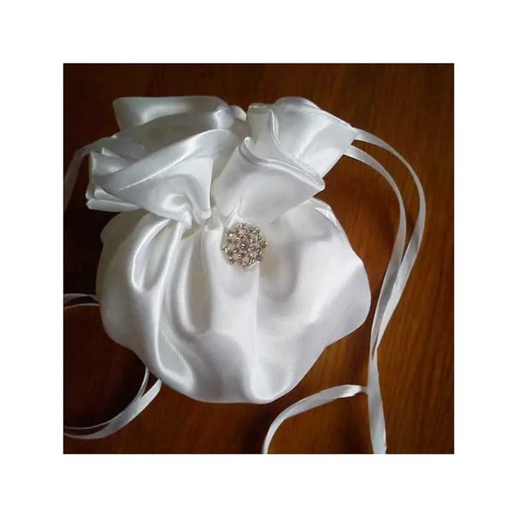 Satin Drawstring Bag with sparkling crystals