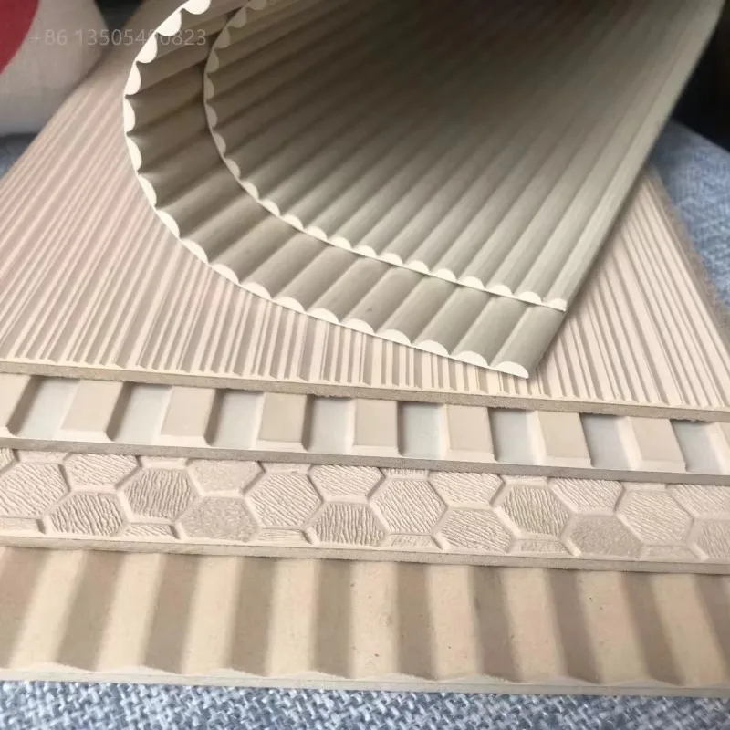 Flexible Soft Embossed paper Wood Panel for Wall Pole Covering Decoration Tambour Panel Board Mold Press Molding fibreboards