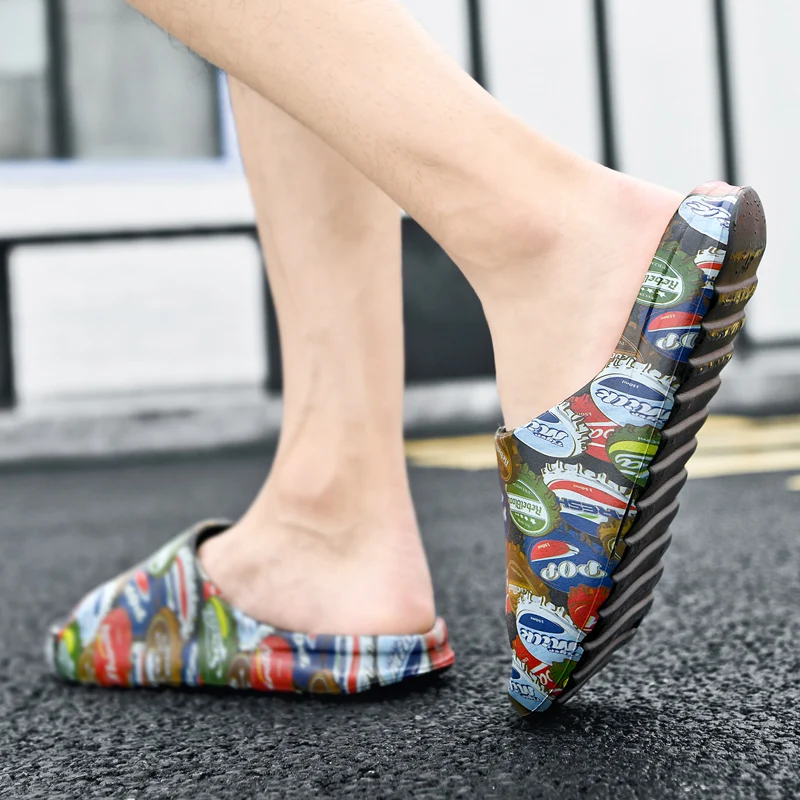 Ziitop Dropshipping Yeezy Slippers Graffiti Printing Slip Resistant Flip-flops Custom Mens flip flops