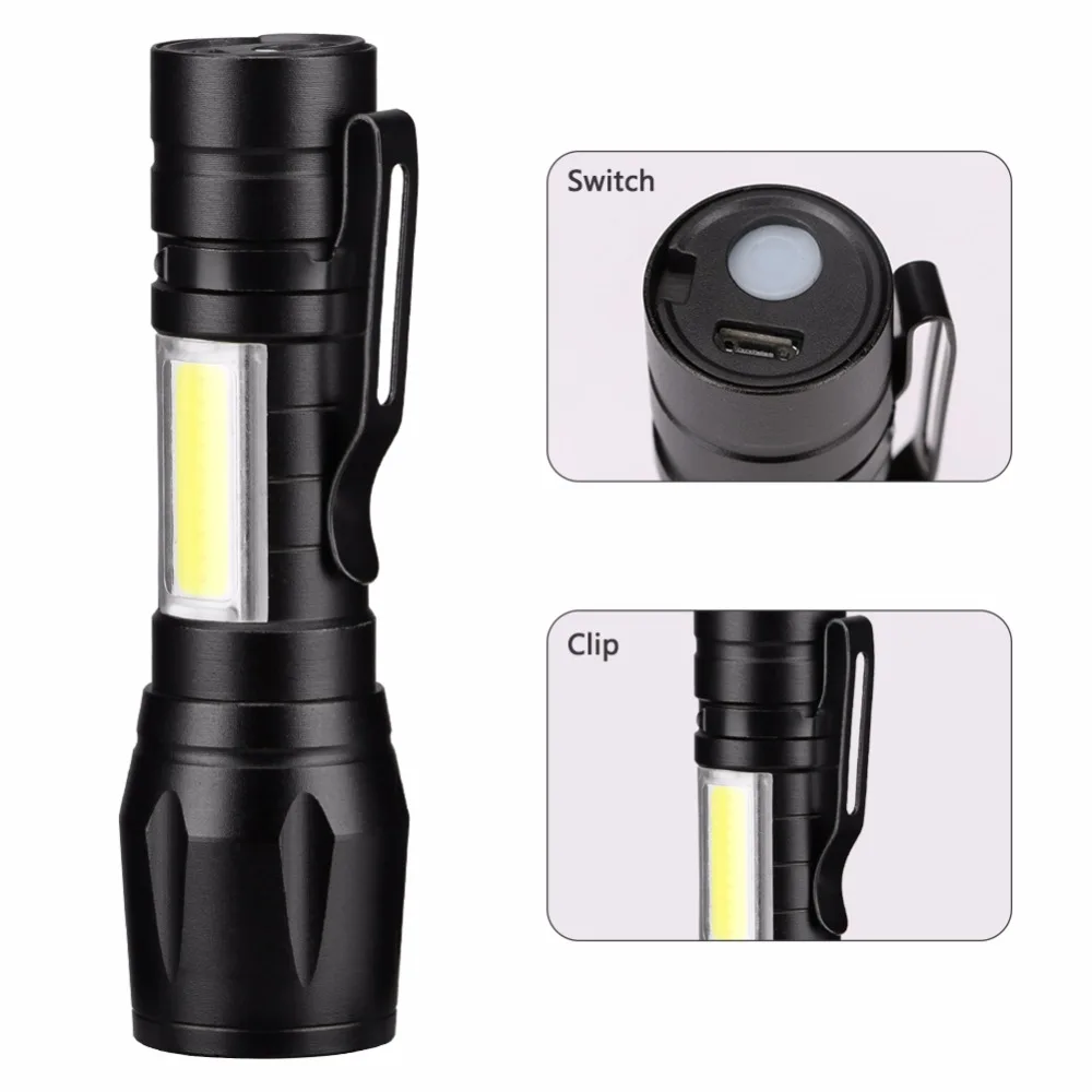 Hlm Portable Rechargeable 3w Mini Handheld Led Flashlight For Biking Camping