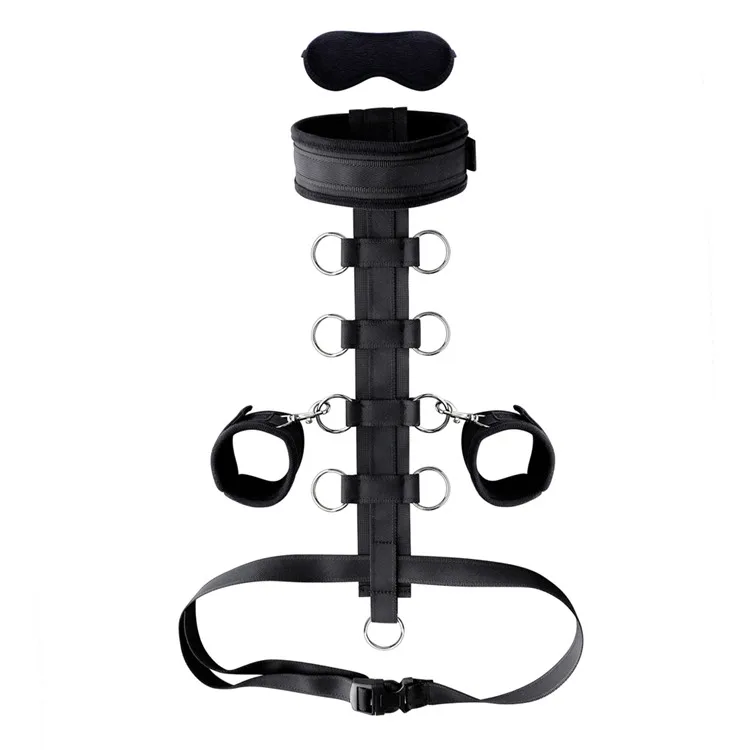  BDSM Bondage Restraint Slave Sex Toys Handcuffs Neck to Wrist Restraints Kit With