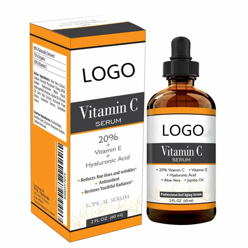 Private Label лучшая отбеливающая Лицевая оболочка для лица и кожи с 20% сывороткой гиалуроновой кислотой витамином С