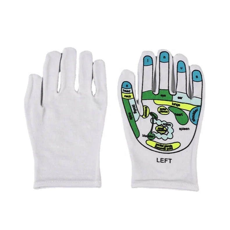 Custom print cosmetic skin care white cotton Massage spa gloves