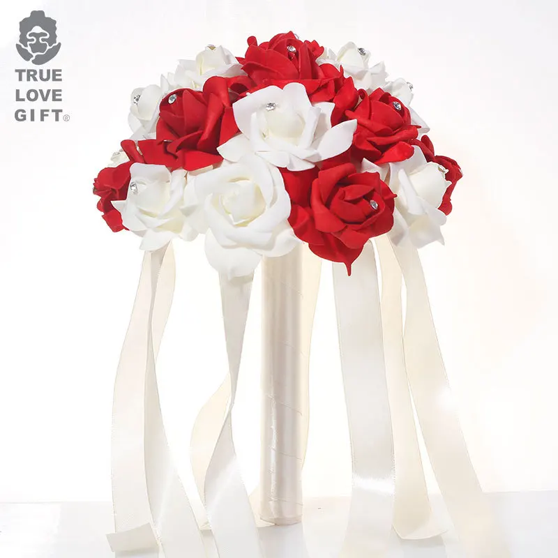 Anniversary Gift Artificial Flowers White Silk Bridal Bouquet Holding Flower Wedding Bouquet for Bride