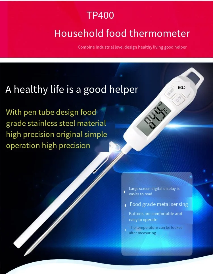 Xiuda TP400 Digital Food Temperature Gauge Quick Reading Electronic Probe Baking Baby Care Water Oil Temperature Measurement