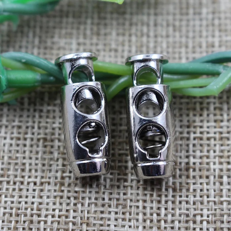 Wholesale Custom Double Hole Metal Cord Locks Cord End Stopper Drawstring Rope Elastic End Zipper Cord Pull End Rope Lock Toggle