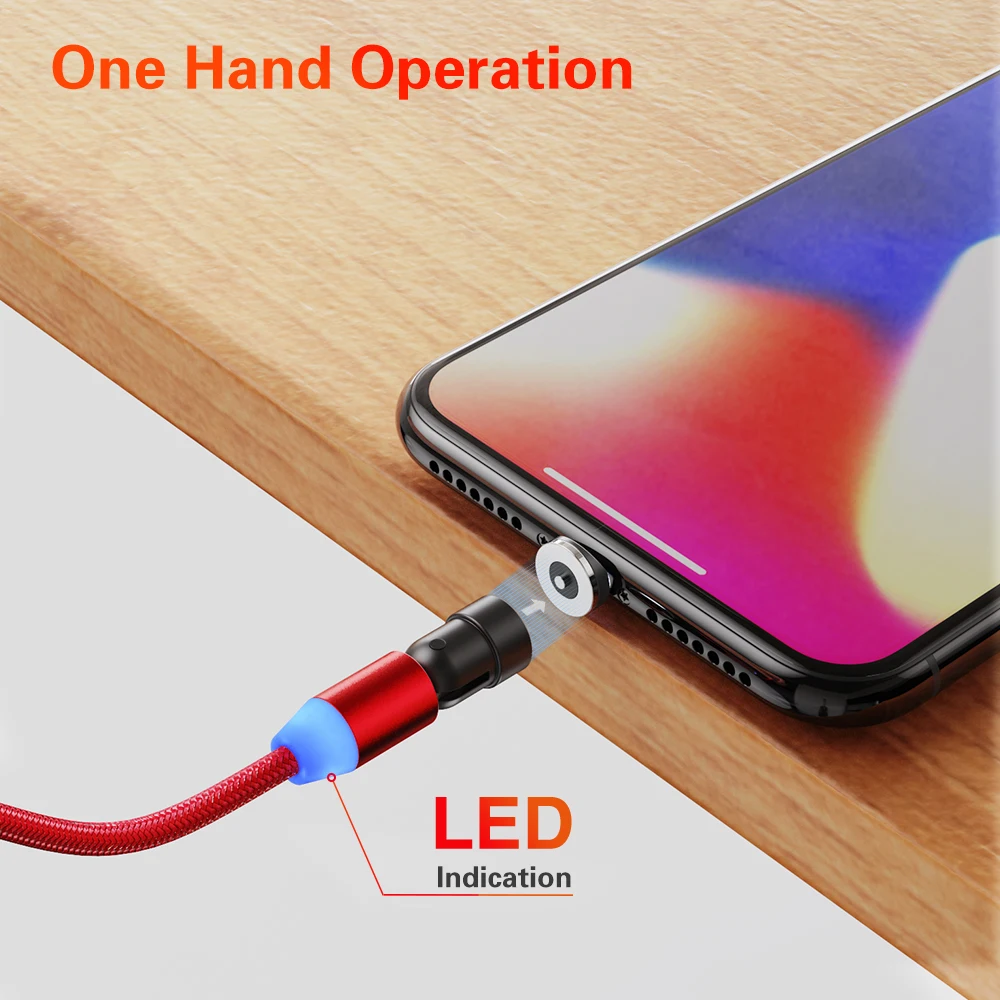 New Arrivals 1m 5V 2.4A 540 degree Rotating 8pin Micro Type C Usb C Phone Data Line 3 in 1 Magnetic Cable