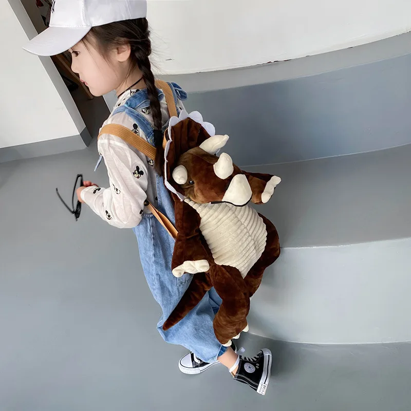 Drop shipping Dinosaur bag 2024 new parent-child backpack cool cartoon big dinosaur backpack plush child bag foreign trade
