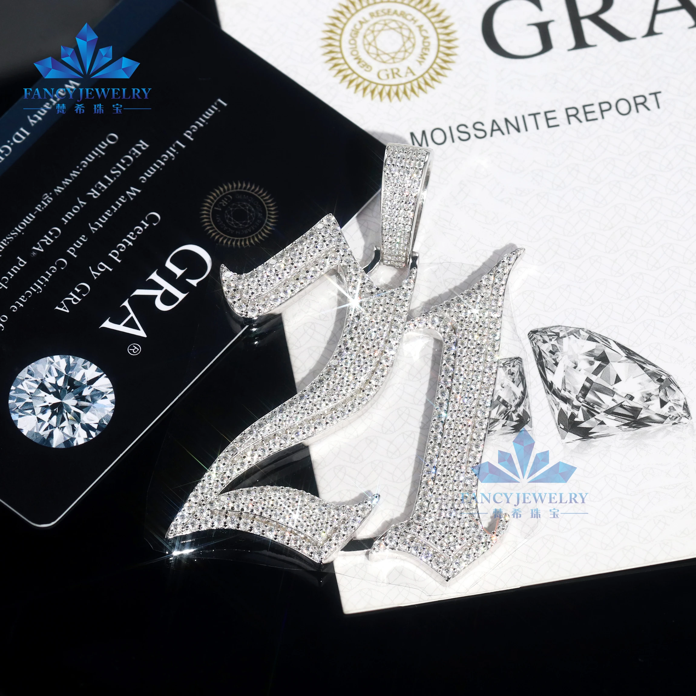 Fashion Design HipHop Style 925 Sterling Gold Plated Silver Iced Out Number Moissanite Pendant For Gift Party