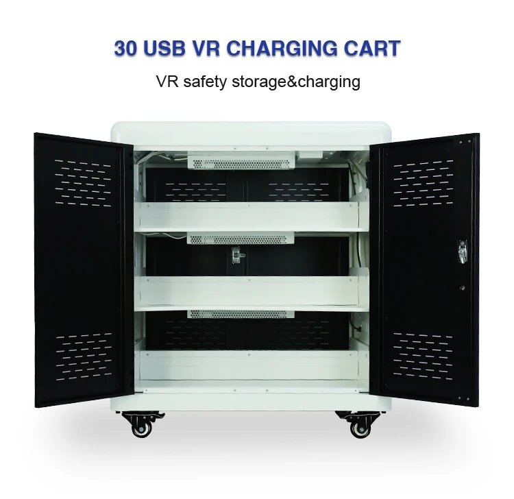 
VR30 Safety Storage Cellphone Tablet UVC Disinfection Charging Cabinets Carts for VR Headsets 