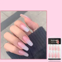 2022 Removable Multi Pure Color Reusable ABS Coffin Press On Nail Glitter Artificial Finger Press On Nails