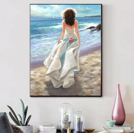 
AN8365 DIY Oil Painting By Number Romantic Woman Picture Drawing on Canvas 